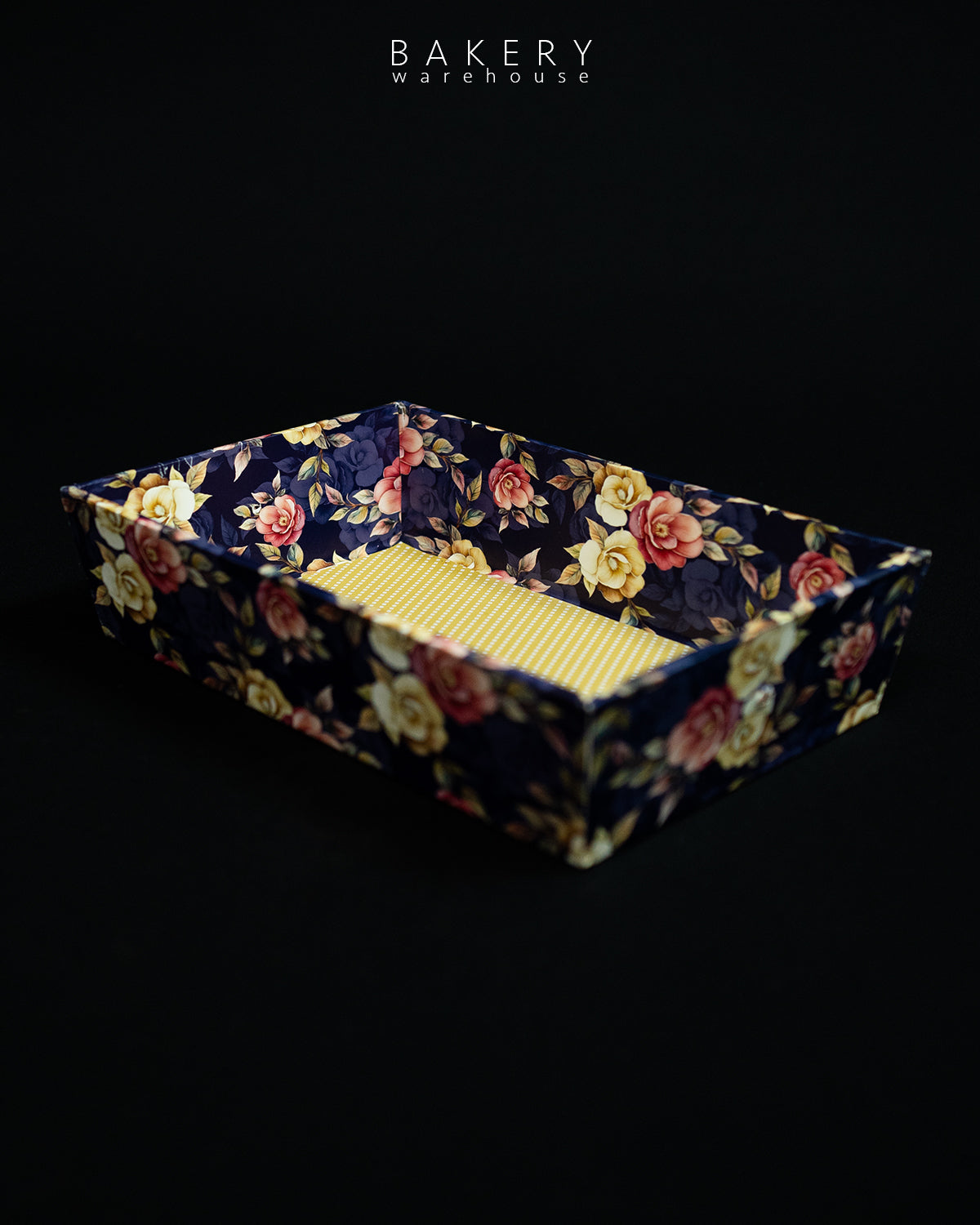 Floral Print Hardboard Rectangular Tray