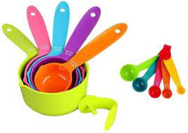 Colourful measuring cup and spoon