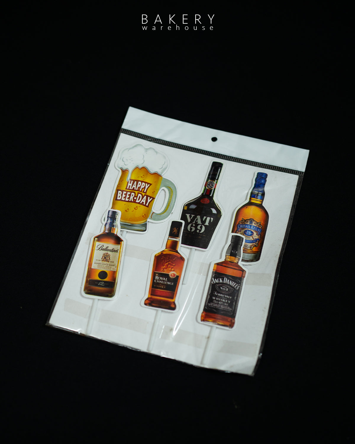 Alcohol Bottle Theme Cake Topper Set
